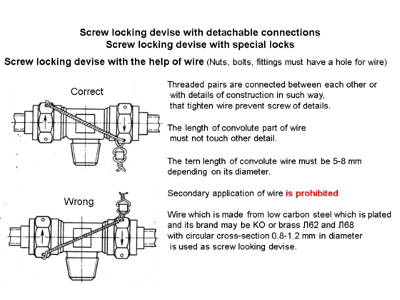 Screw locking devise with detachable connections Screw locking devise with special locks  Screw